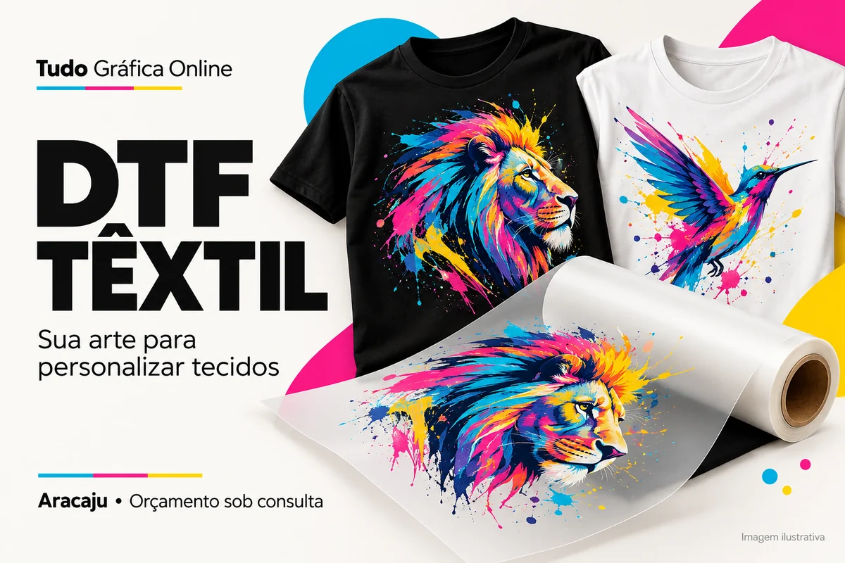 Apresentação ilustrativa de impressão dtf têxtil em aracaju