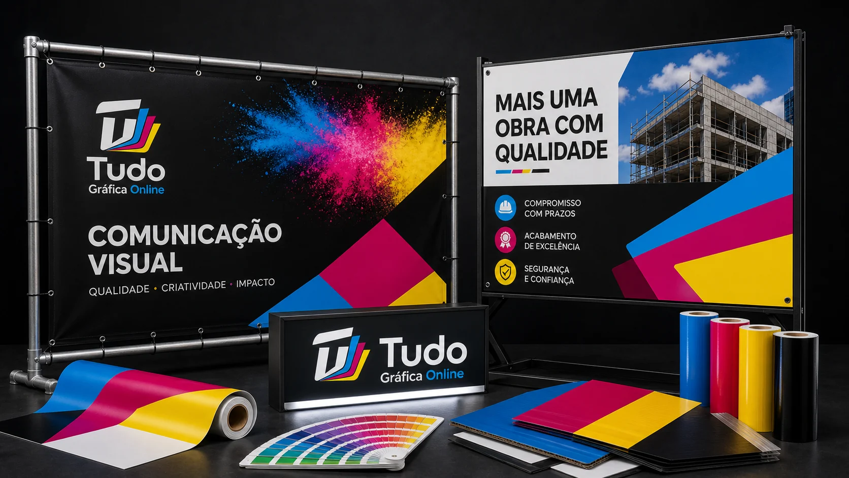 Mockups de placas, banners, fachadas e comunicação visual